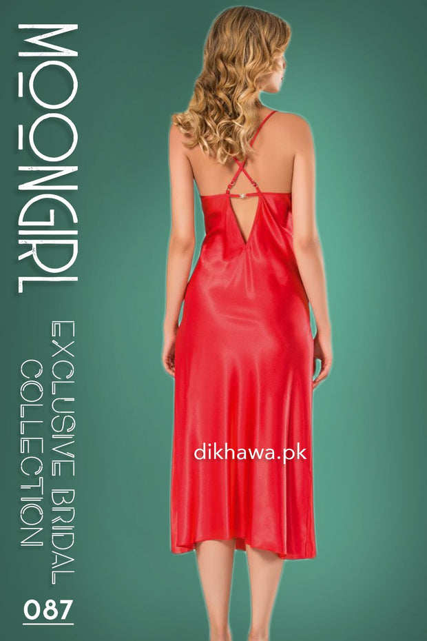 Moongirl - Exclusive Bridal 2Pc Long Nighty Set with Robe - Wedding Nighty Set 087 - Turkish Brand