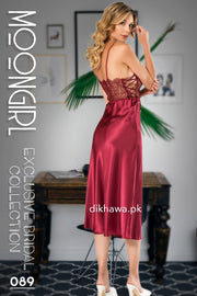Moongirl - Exclusive Bridal 2Pc Long Nighty Set with Robe - Wedding Nighty Set 089 - Turkish Brand