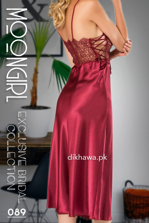 Moongirl - Exclusive Bridal 2Pc Long Nighty Set with Robe - Wedding Nighty Set 089 - Turkish Brand