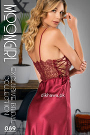 Moongirl - Exclusive Bridal 2Pc Long Nighty Set with Robe - Wedding Nighty Set 089 - Turkish Brand