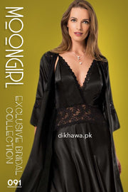 Moongirl - Exclusive Bridal 2Pc Long Nighty Set with Robe - Wedding Nighty Set 091 - Turkish Brand