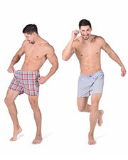 Pack of 2 - Mens Boxer Shorts - Woven Cotton Boxers