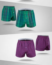 Pack of 2 - Mens Boxer Shorts - Woven Cotton Boxers