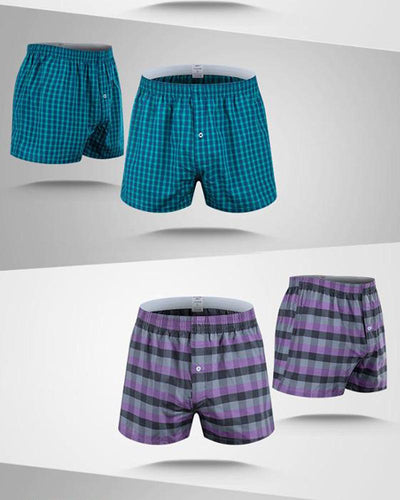 Pack of 2 - Mens Boxer Shorts - Woven Cotton Boxers