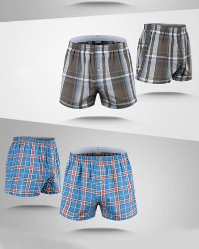 Pack of 2 - Mens Boxer Shorts - Woven Cotton Boxers