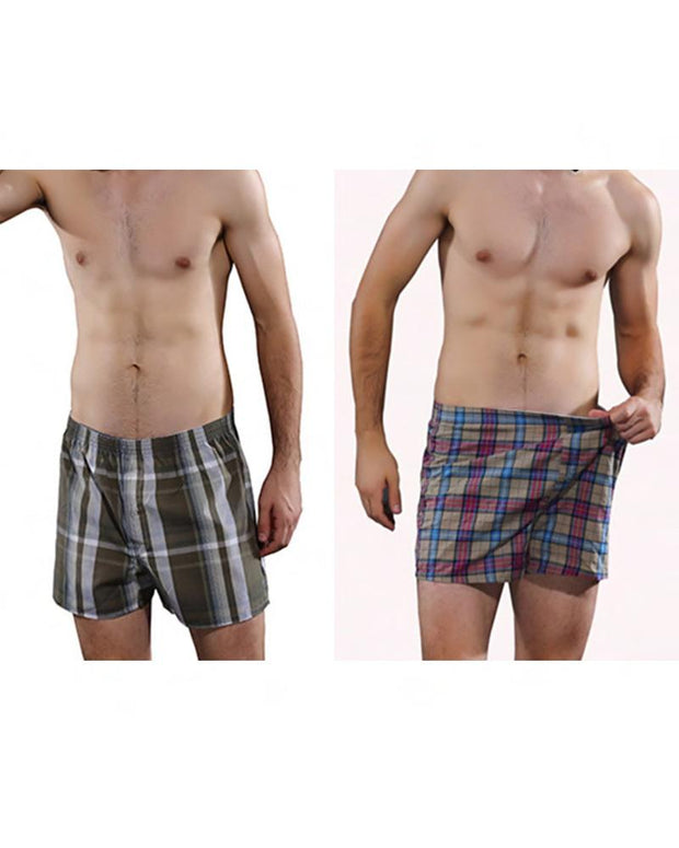 Pack of 2 - Mens Boxer Shorts - Woven Cotton Boxers