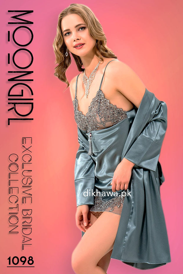 Moongirl - Exclusive Bridal 2Pc Short Nighty Wedding Honeymoon Nighty Set 1098 - Turkish Brand