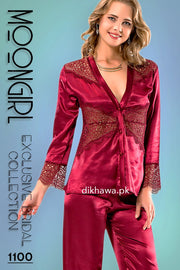 Moongirl - Exclusive Bridal Wedding Nightdress & 2Pc Pajama Set 1100 - Turkish Brand
