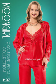 Moongirl - Exclusive Bridal Wedding Nightdress & 3Pc Pajama Set 1107 - Turkish Brand
