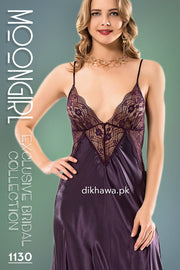 Moongirl - Exclusive Bridal Wedding Nightwear 2Pc Long Nighty Set with Robe 1130 - Turkish Brand
