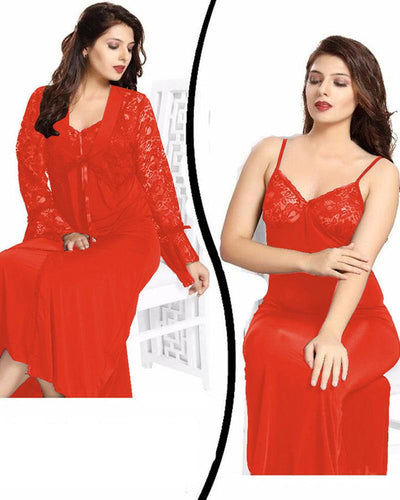 Wedding Nighty - FL-0078 Red - Flourish 2 Piece Nightwear