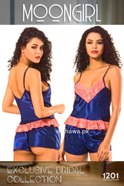 Moongirl - Exclusive Bridal 2Pc Short Nighty Cami Set & Wedding Nighty 1201 - Turkish Brand