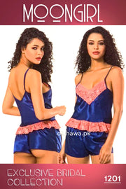 Moongirl - Exclusive Bridal 2Pc Short Nighty Cami Set & Wedding Nighty 1201 - Turkish Brand