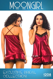 Moongirl - Exclusive Bridal 2Pc Short Nighty Cami Set & Wedding Nighty 1208 - Turkish Brand