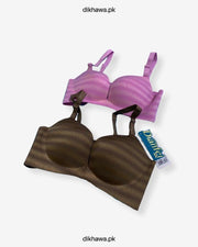 Pack off 2 Self Design Sexy Soft Touch Push Up Bra - Brown- 2021