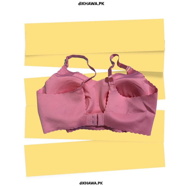 Self Design Cotton Single Padded Bra - Pink- 2021