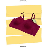 Self Design Cotton Single Padded Bra - Maroon- 2021