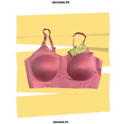 Self Design Cotton Single Padded Bra - Pink- 2021