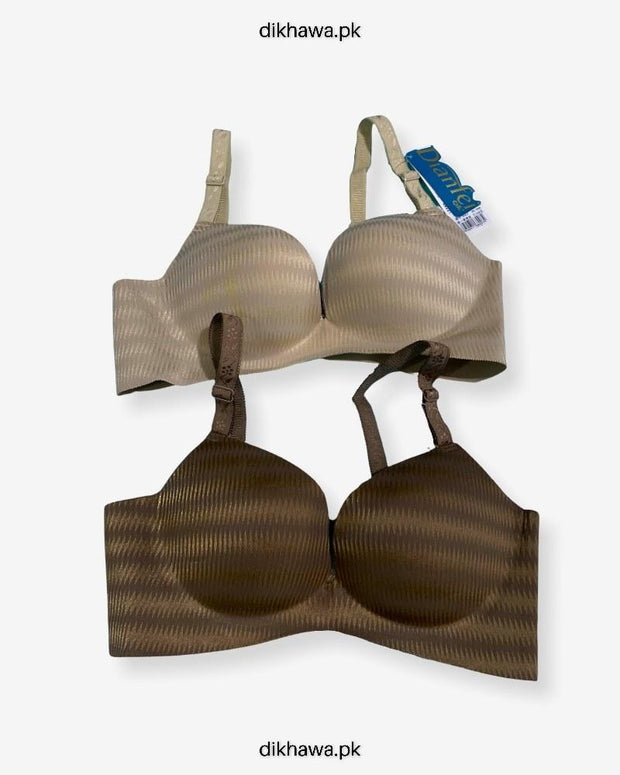 Pack off 2 Self Design Sexy Soft Touch Push Up Bra - Brown- 2021