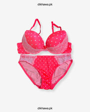 Victoria's Secret - Pushup Bra Panty Sets - Polka Dotted Lace Double Padded Bra- 2021