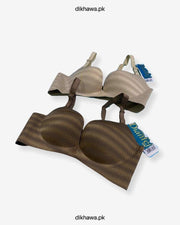 Pack off 2 Self Design Sexy Soft Touch Push Up Bra - Brown- 2021