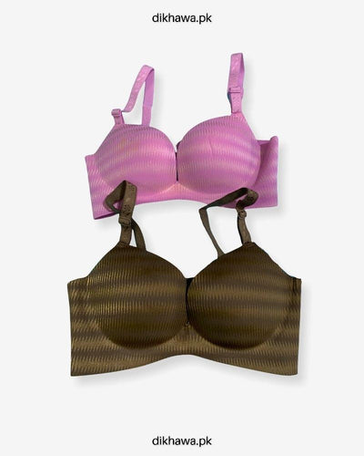 Pack off 2 Self Design Sexy Soft Touch Push Up Bra - Brown- 2021