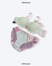 Girls Bra Panty Set Pink & White - Single Padded Underwired Bra - Wink Pink Lingerie- 2021