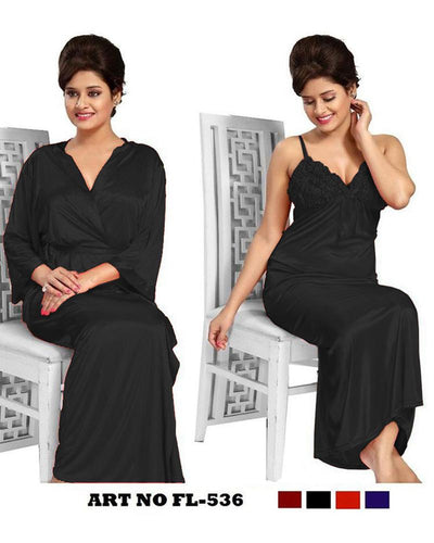 Navy Blue Nighty - FL-536 - Flourish 2 Piece Nightwear