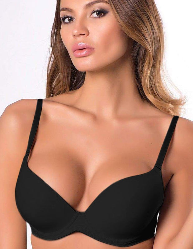 Black Pushup Bra - Single Padded Underwired Bra - Flourish - FL972