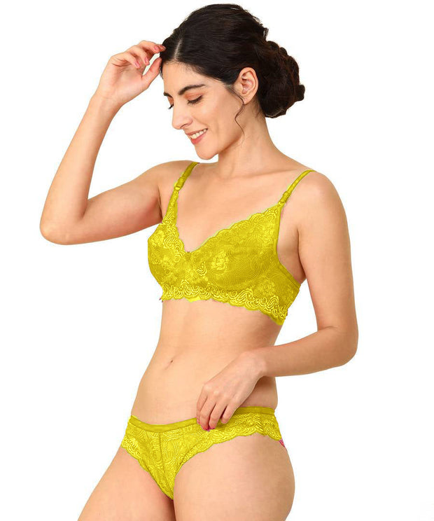 yellow cotton bra and panty set