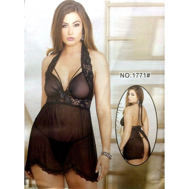 Hot Black Short Net Nighty - MN - 1771 - Nighty - diKHAWA Online Shopping in Pakistan