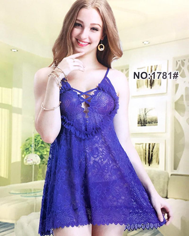 Sexy Cotton Net Short Nighty For Women - 1781#