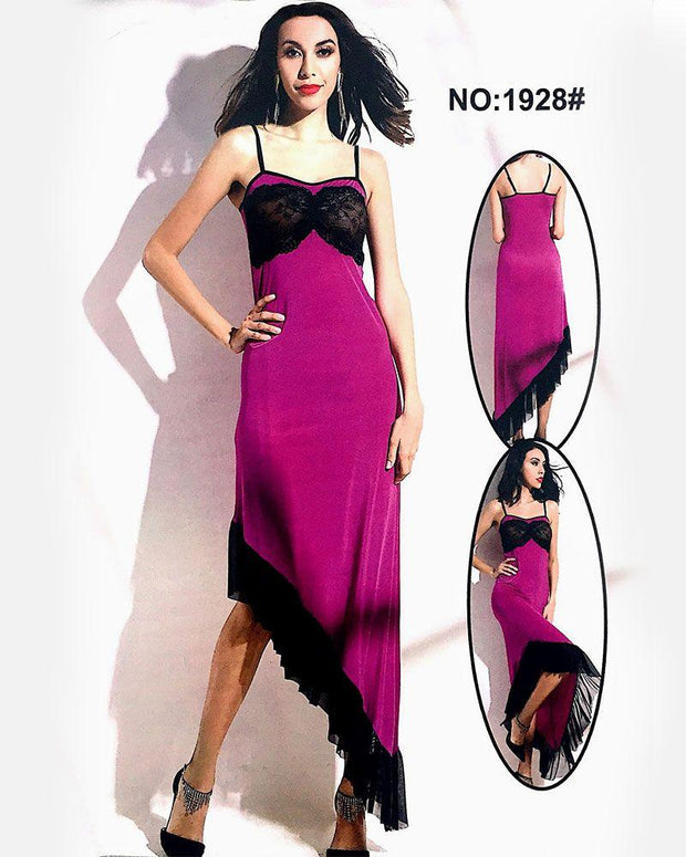 Valentine Hot Purple Long Nighty - 1928 - Nighty - diKHAWA Online Shopping in Pakistan