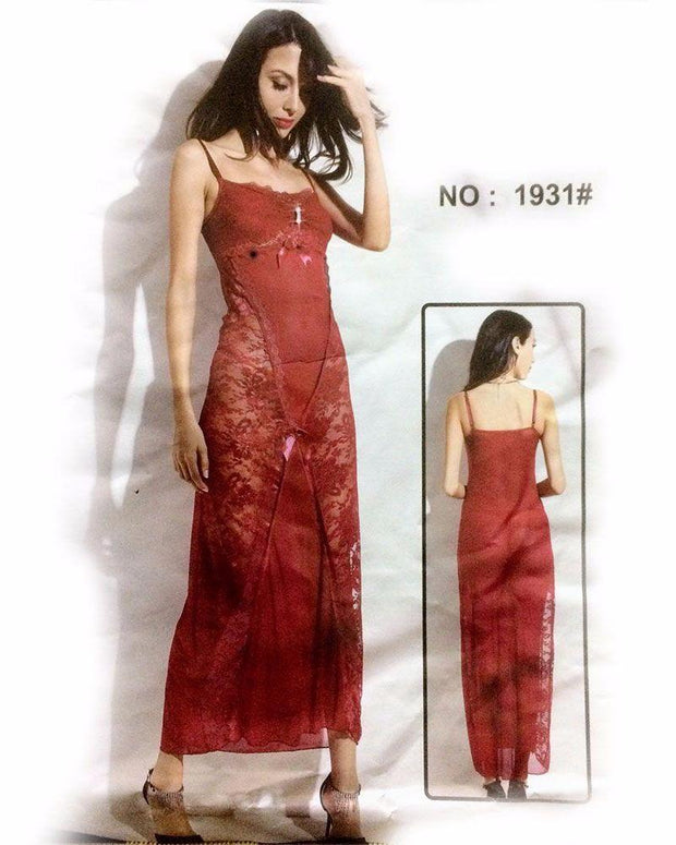 Bridal Sexy Long Net Nighty - MN - 1931 - Nighty - diKHAWA Online Shopping in Pakistan