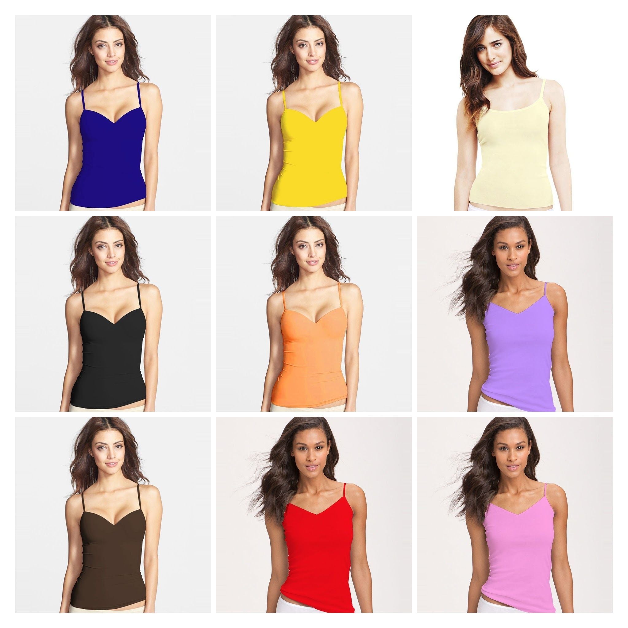 Pack of 5 Camisole for Girls - Fancy Colourful Tank Top - Mix