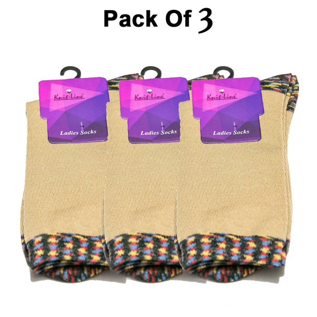 Pack of 3 Comfort Ladies LDS Socks - KL-24B - Ladies Socks - diKHAWA Online Shopping in Pakistan