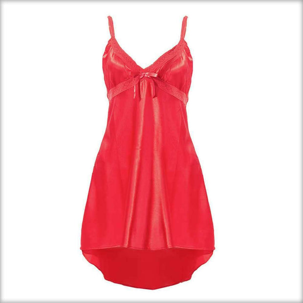 Exciting Red Satin Tail Chemise - Nighty - diKHAWA Online Shopping in Pakistan