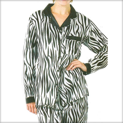 Zebra Print Polyester PJ Set - Ladies Nightdress - diKHAWA Online Shopping in Pakistan