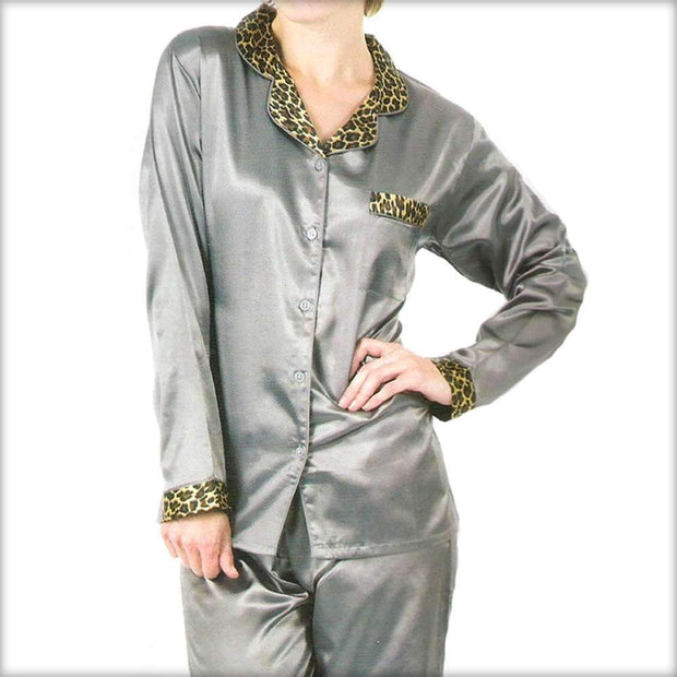 Grey Polyester PJ Set - Ladies Nightdress - diKHAWA Online Shopping in Pakistan