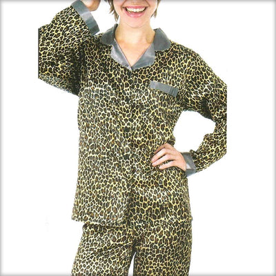 Tiger Print Polyester PJ Set - Ladies Nightdress - diKHAWA Online Shopping in Pakistan