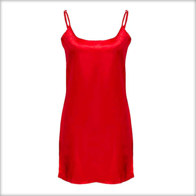 Red Polyester Satin Chemise -  - diKHAWA Online Shopping in Pakistan