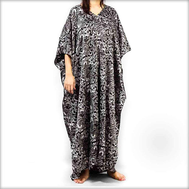 Black & White Printed Nightwear Kaftan - Kaftan - diKHAWA Online Shopping in Pakistan