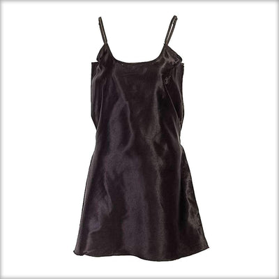 Black Polyester Satin Chemise -  - diKHAWA Online Shopping in Pakistan