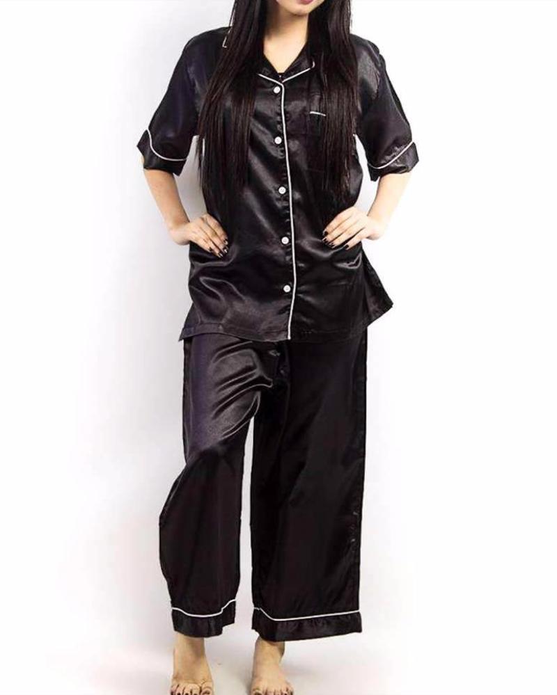 knee length dresses for ladies Satin Pyjama Set – 4andco main image 1