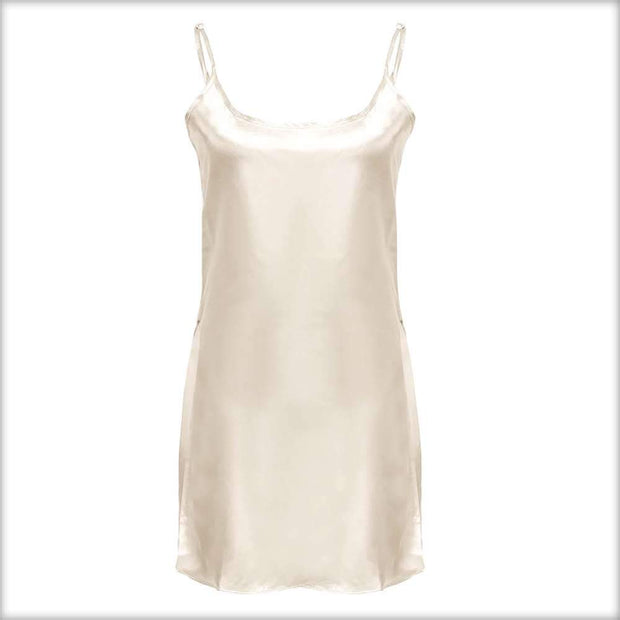 Off-White Polyester Satin Chemise -  - diKHAWA Online Shopping in Pakistan