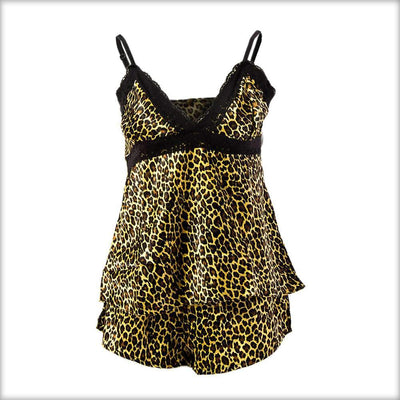 Yellow Tiger Print Satin Shorts & Camisole Set - Cami Set - diKHAWA Online Shopping in Pakistan