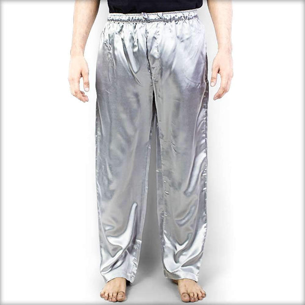 100% Polyester Solid Satin Men's Pajama MP51-SLV - Mens Pajama - diKHAWA Online Shopping in Pakistan