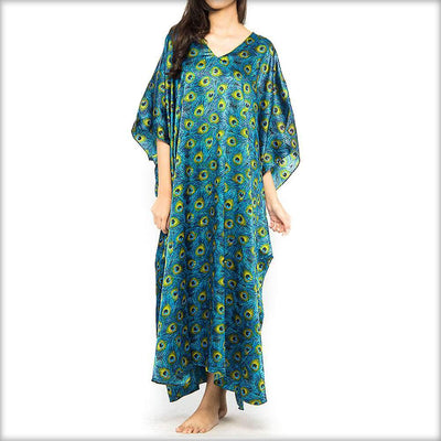 Peacock Print Long Kaftan - Kaftan - diKHAWA Online Shopping in Pakistan