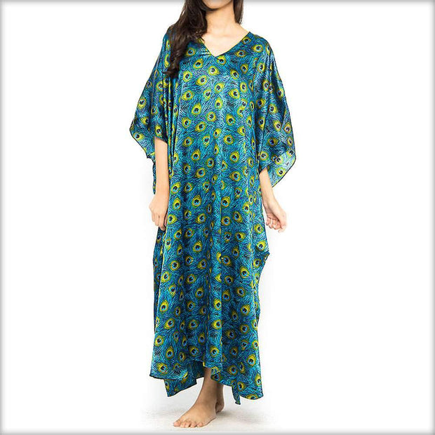 Peacock Print Long Kaftan - Kaftan - diKHAWA Online Shopping in Pakistan