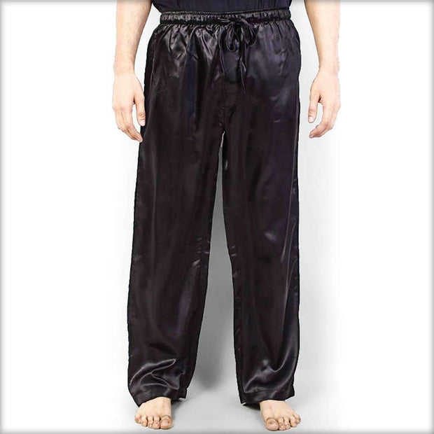 100% Polyester Solid Satin Men's Pajama MP51-BK - Mens Pajama - diKHAWA Online Shopping in Pakistan